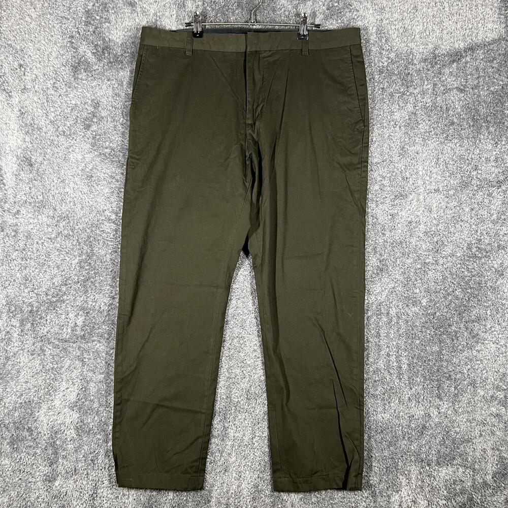 Vince Pants Mens 36x27 Green Chino Slim Fit Griffith Canvas Flat Front